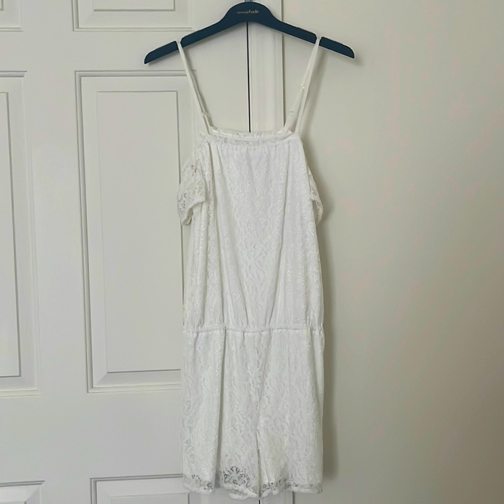 White Lacey Off Shoulder Swimsuit Cover from Children Place